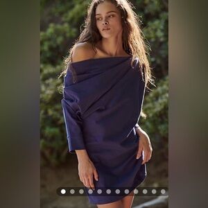 🆕 Free People Beach off the shoulder mini dress in blue size Xsmall